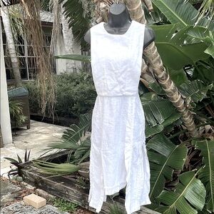 Echtego natural Remi fabric, raw fringed edge asymmetric car wash dress